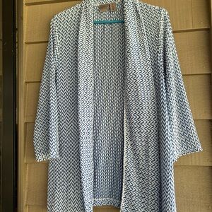 Easy Wear by Chico chevron pattern blue/white open sweater